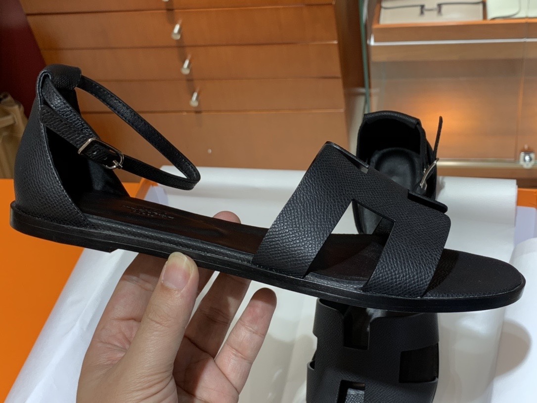 Santorini 爱马仕夏季小牛皮凉鞋 Size:35-41(正码) 纯手工定制 原厂进口牛皮 意大利树羔皮大底