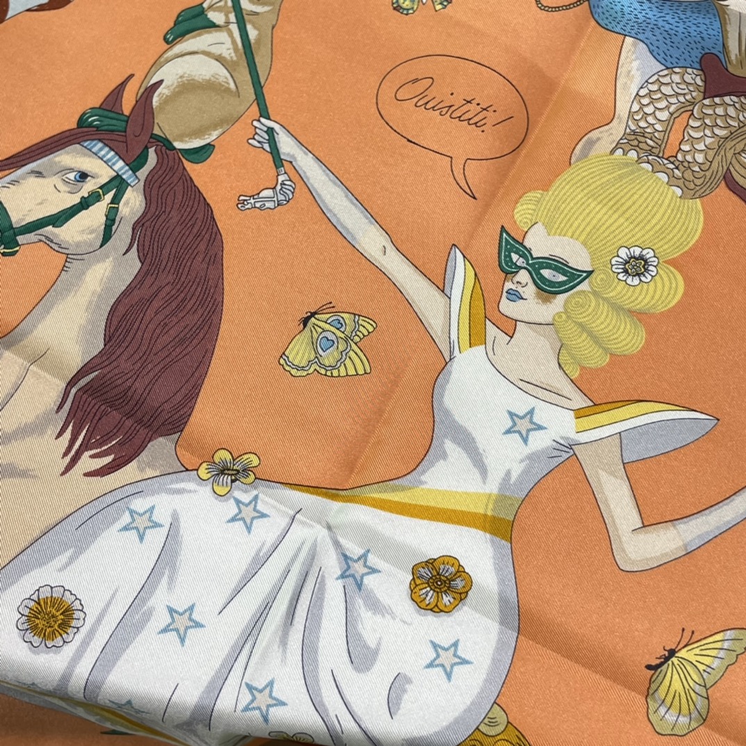 Hermes 新品 2022 早春真丝方巾 90*90cm 纯手工包边 100%真丝 原版全套包装