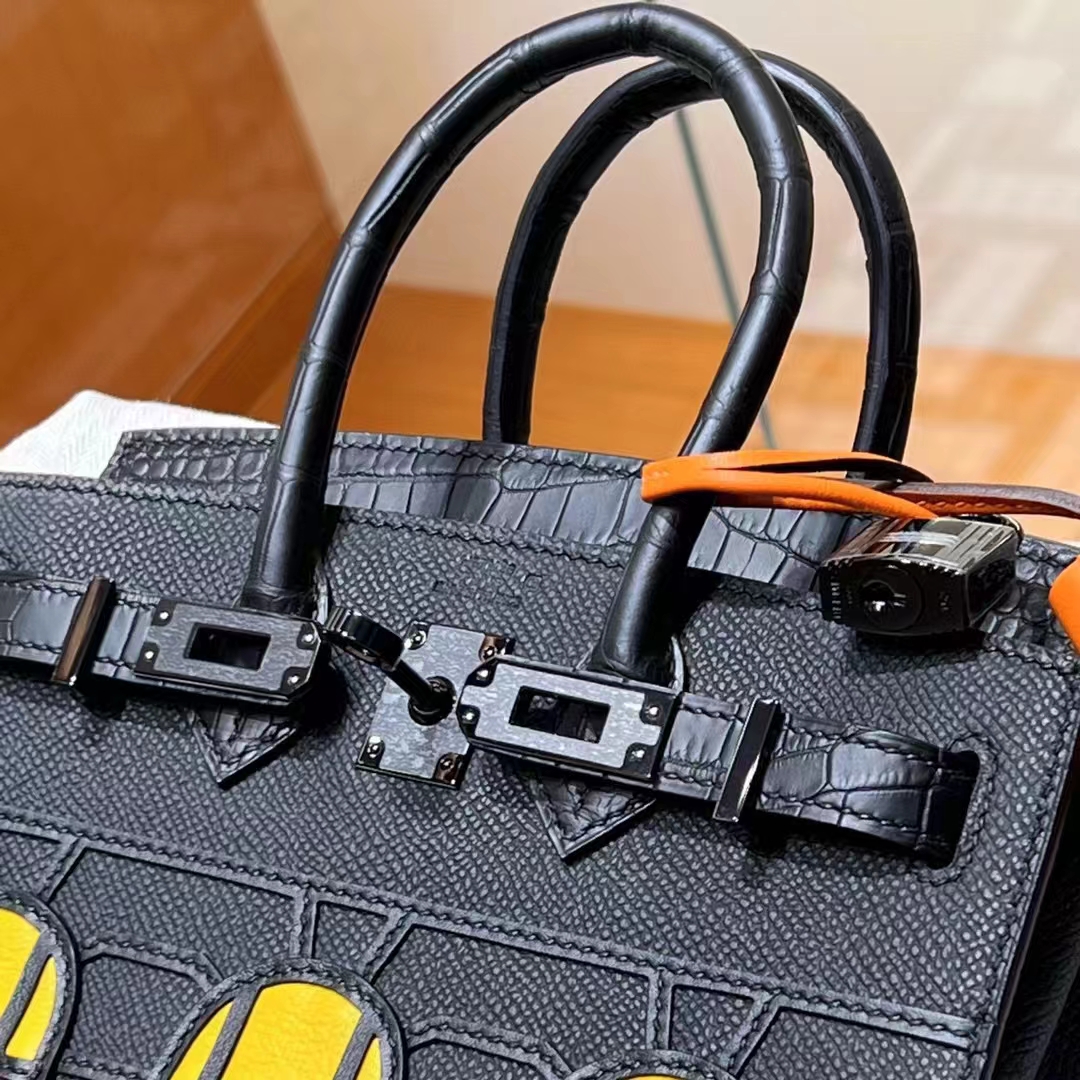 HERMES 爱马仕  Birkin 小房子 CC89 Nior 经典黑色 Alligator 美洲鳄 进口蜜蜡线 全手工制作