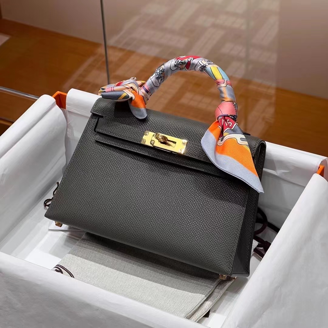 HERMES 爱马仕 MiniKelly 2 CC89 Nior 黑色 Epsom 进口蜜蜡线 全手工制作