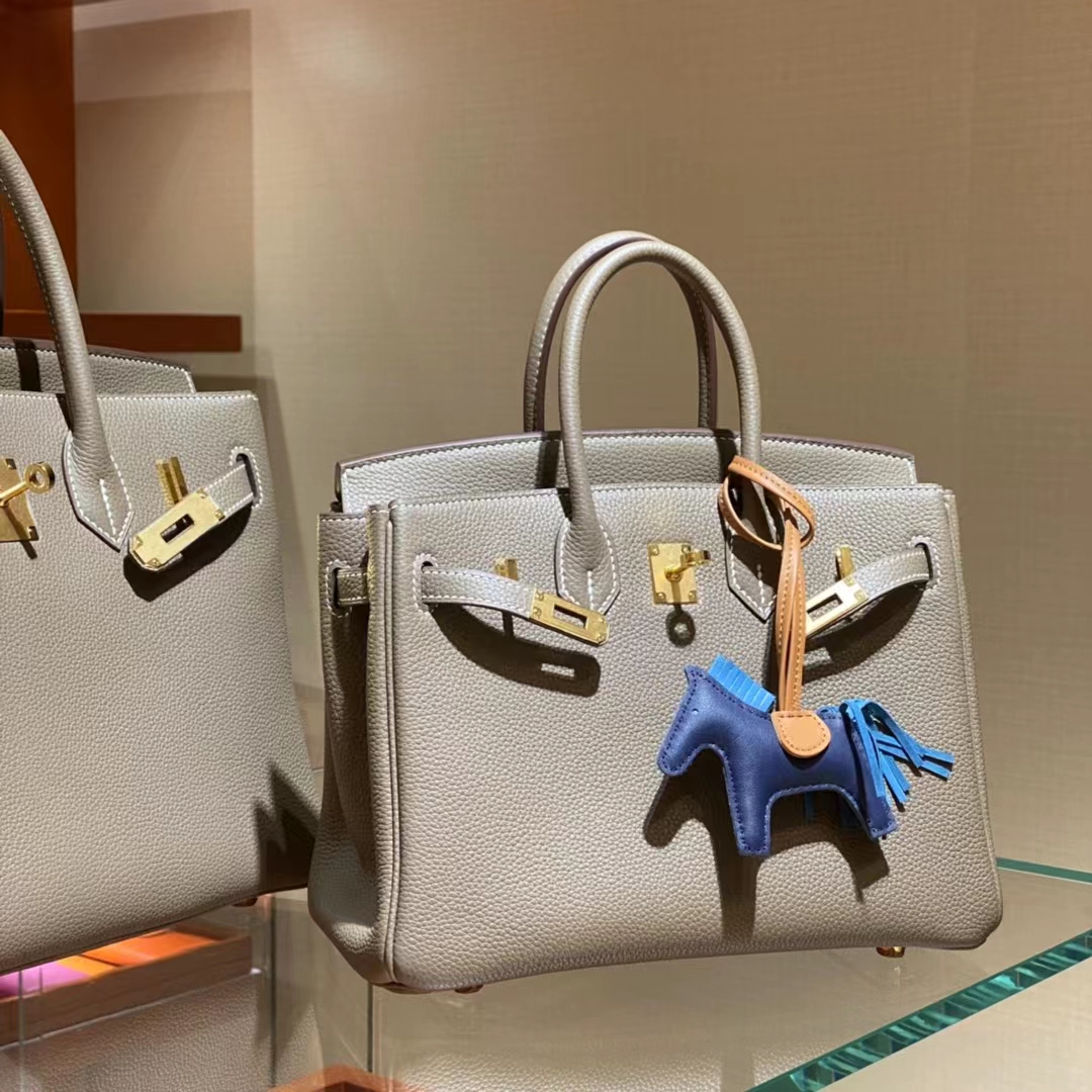 HERMES 爱马仕 【现货】 Birkin 25CM 80 Gris Perle 珍珠灰 Swift 现货 进口蜜蜡线 全手工制作