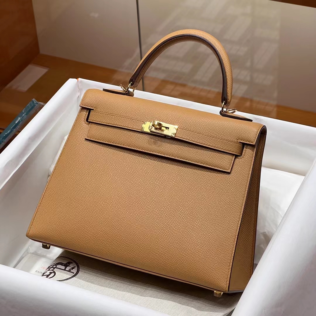 HERMES 爱马仕 Kelly 25cm CK37 金棕色 Epsom牛皮 进口蜜蜡线 全手工制作