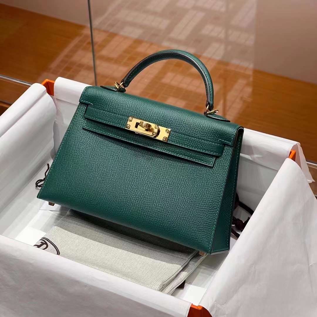HERMES 爱马仕 MiniKelly 2 67 Vert Fonce 祖母绿 Epsom 进口蜜蜡线 全手工制作
