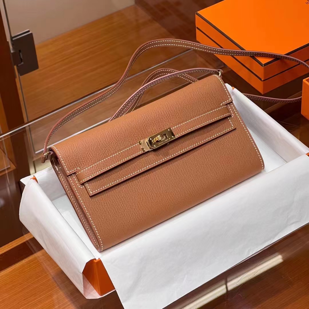 HERMES 爱马仕 【现货】 Kelly To Go Epsom皮 CK37 金棕色 现货 进口蜜蜡线 全手工制作