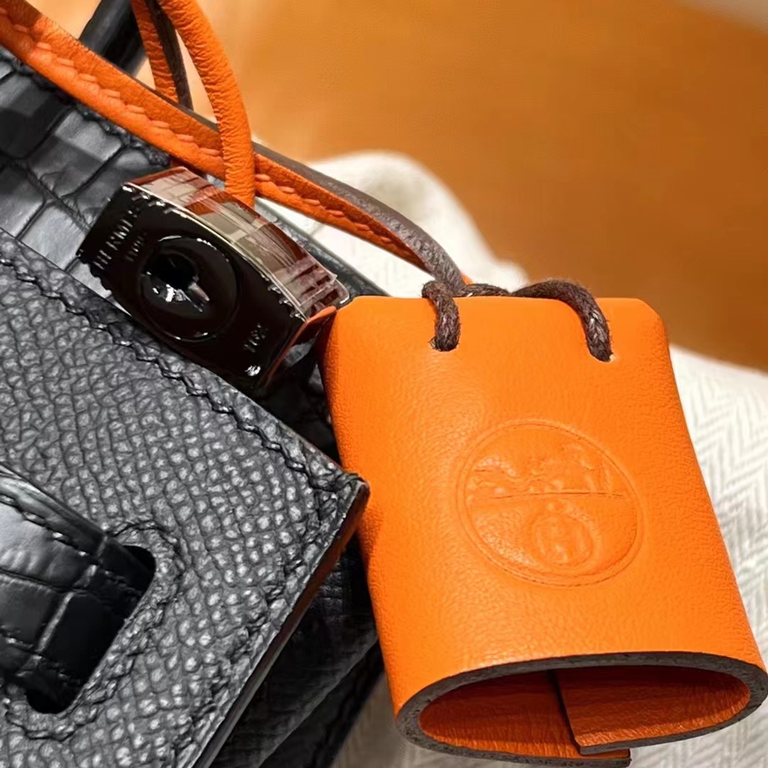 HERMES 爱马仕  Birkin 小房子 CC89 Nior 经典黑色 Alligator 美洲鳄 进口蜜蜡线 全手工制作