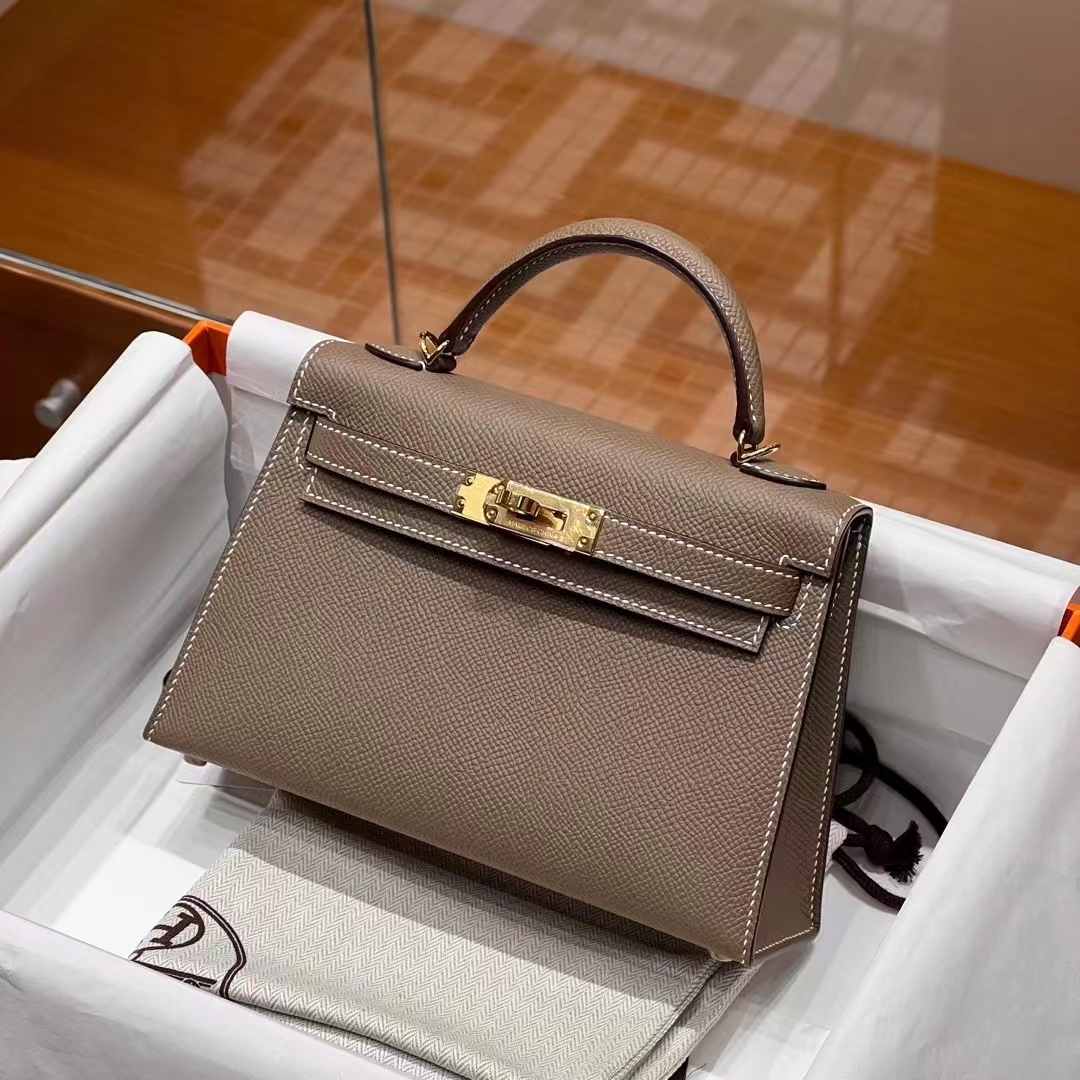 HERMES 爱马仕 MiniKelly 2 81 Gris Tourterelle 斑鸠灰 Epsom 进口蜜蜡线 全手工制作