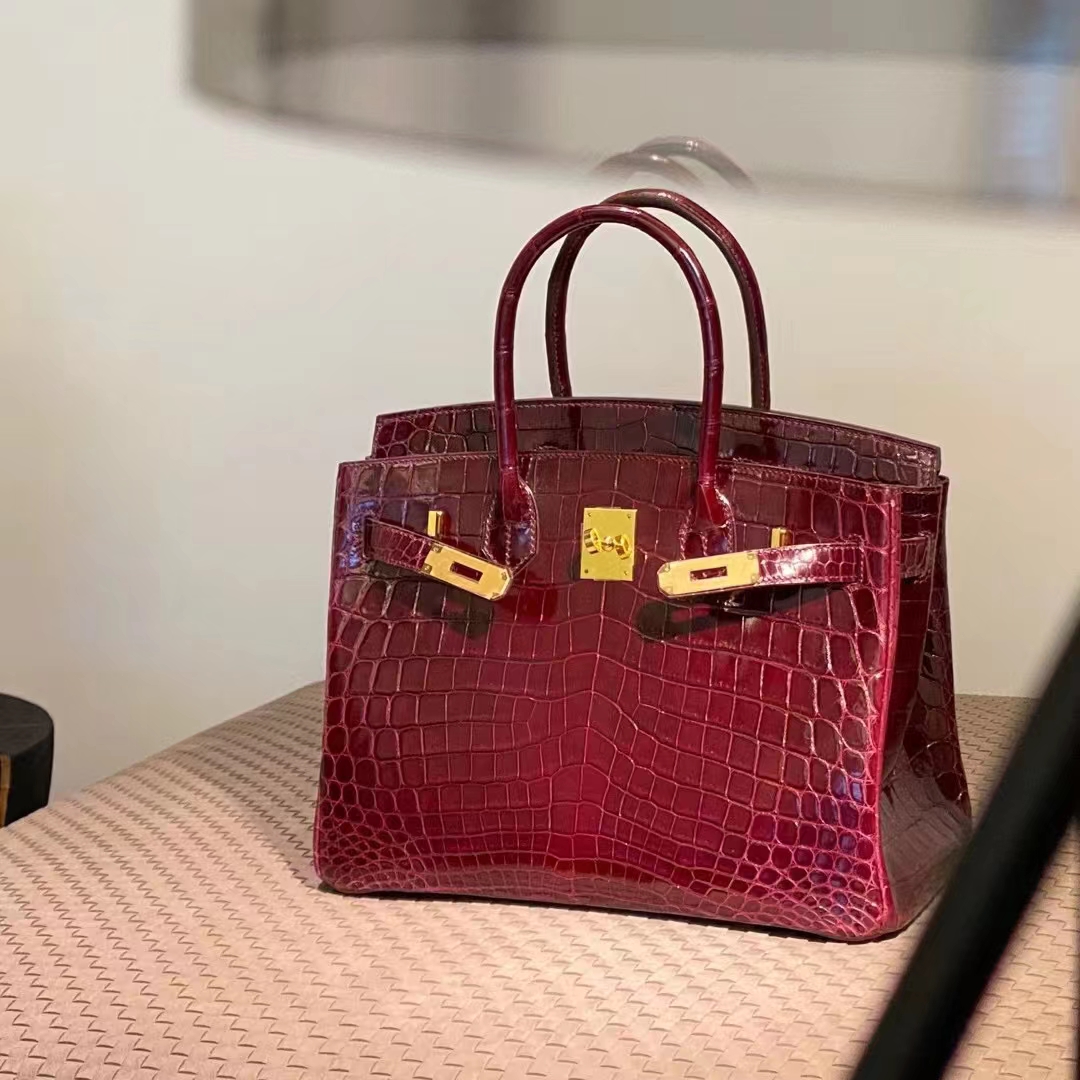 HERMES 爱马仕 Birkin 25CM 55 Rouge H爱马仕红 Alligator 美洲鳄 进口蜜蜡线 全手工制作
