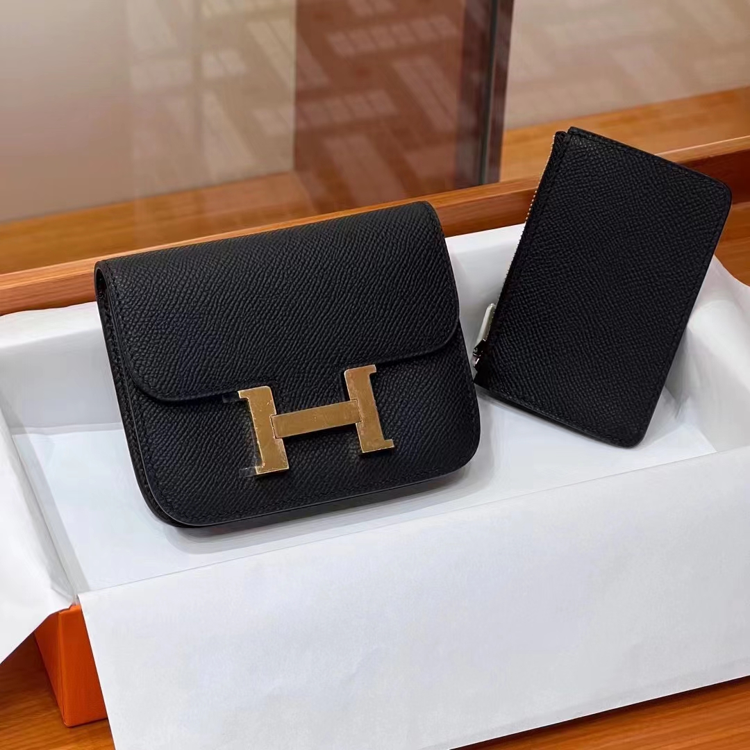 HERMES 爱马仕 【现货】Constance Wallet CC89 Nior 经典黑 Epsom 现货 进口蜜蜡线 全手工制作 铂金女王 Birkinmm