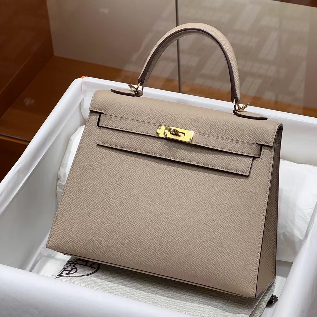 HERMES 爱马仕 Kelly 25cm 8C Gri Elephant 大象灰 Epsom牛皮 进口蜜蜡线 全手工制作