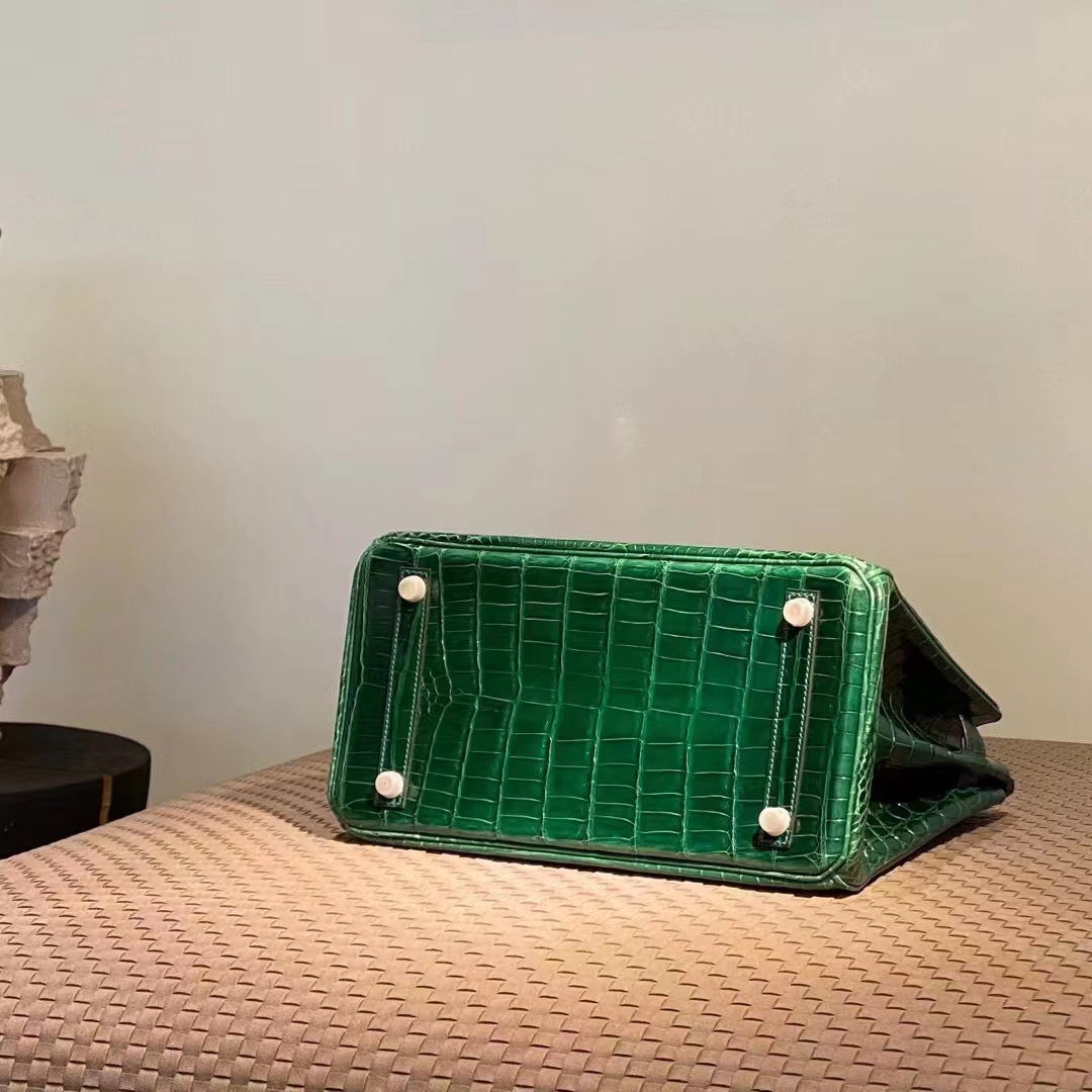 HERMES 爱马仕 Birkin 25CM 6I Vert Florentin翡翠绿 Alligator 美洲鳄 进口蜜蜡线 全手工制作