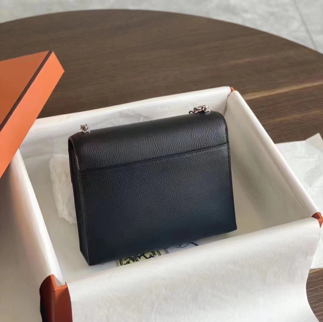 HERMES 爱马仕 HERMES Verrou 18cm 山羊皮 CC89 Nior 经典黑 进口蜜蜡线 全手工制作