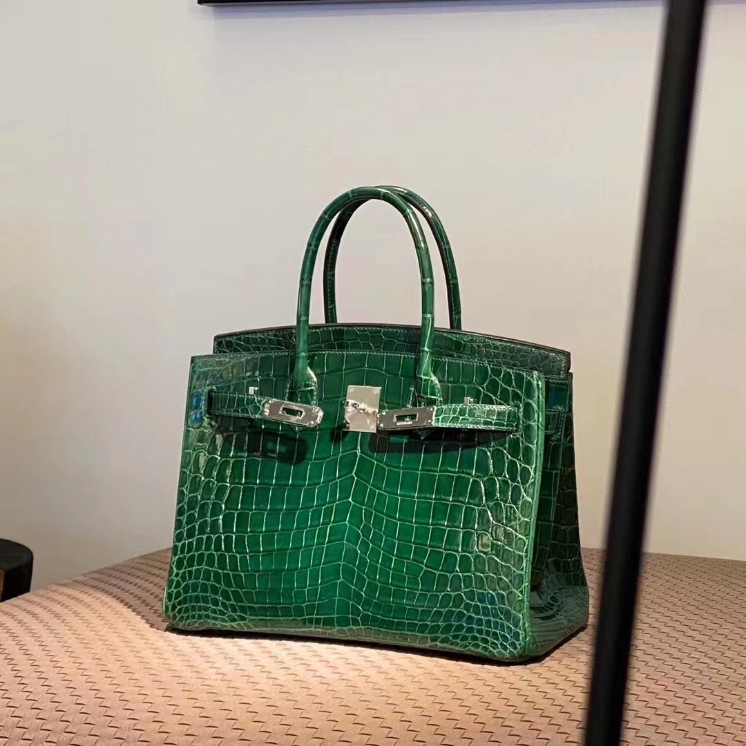 HERMES 爱马仕 Birkin 25CM 6I Vert Florentin翡翠绿 Alligator 美洲鳄 进口蜜蜡线 全手工制作