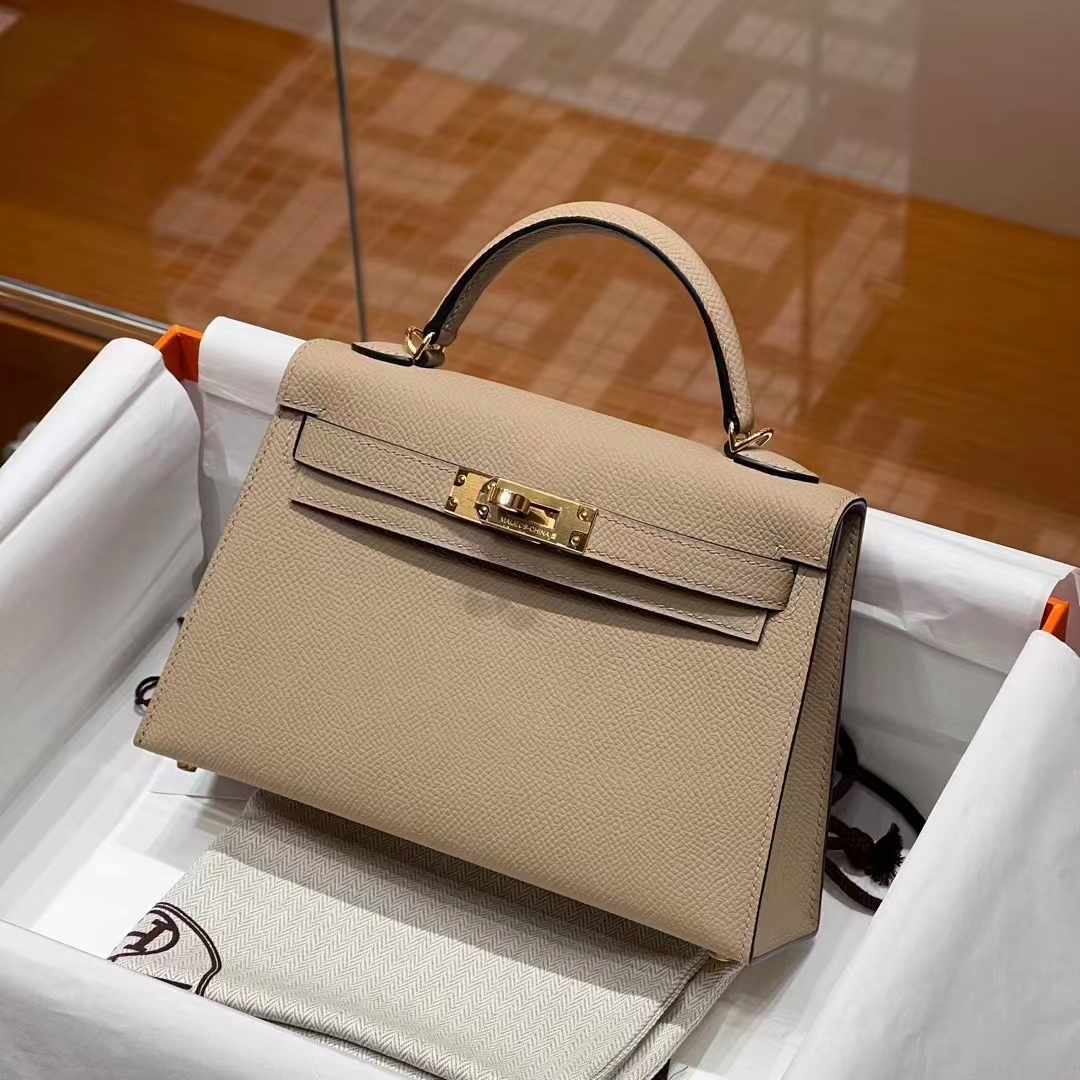 HERMES 爱马仕 MiniKelly 2 8C Gri Elephant 大象灰 Epsom 进口蜜蜡线 全手工制作