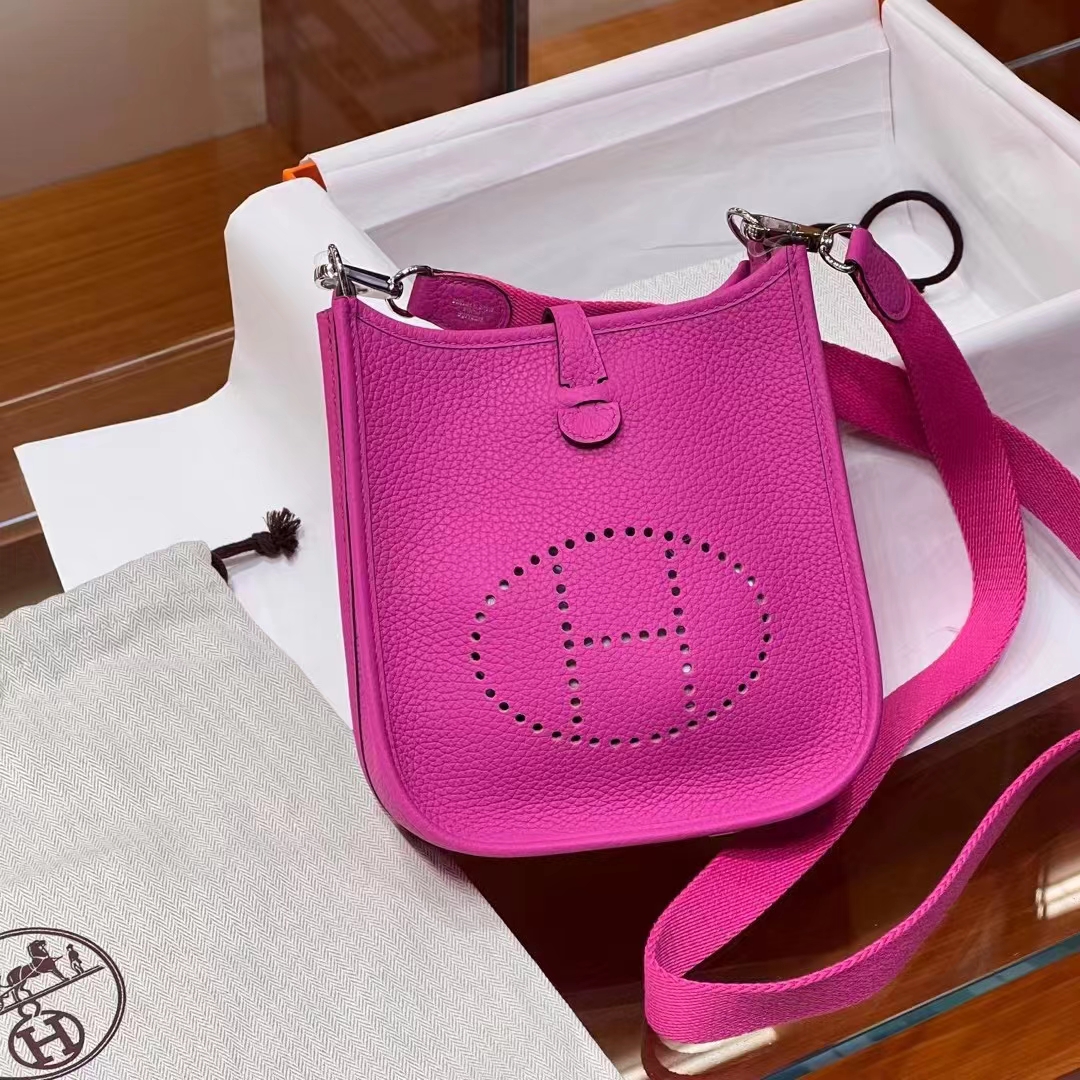 HERMES 爱马仕 Mini Evelyne J5 天方夜谭紫 一正一反组合双面 进口蜜蜡线 全手工制作