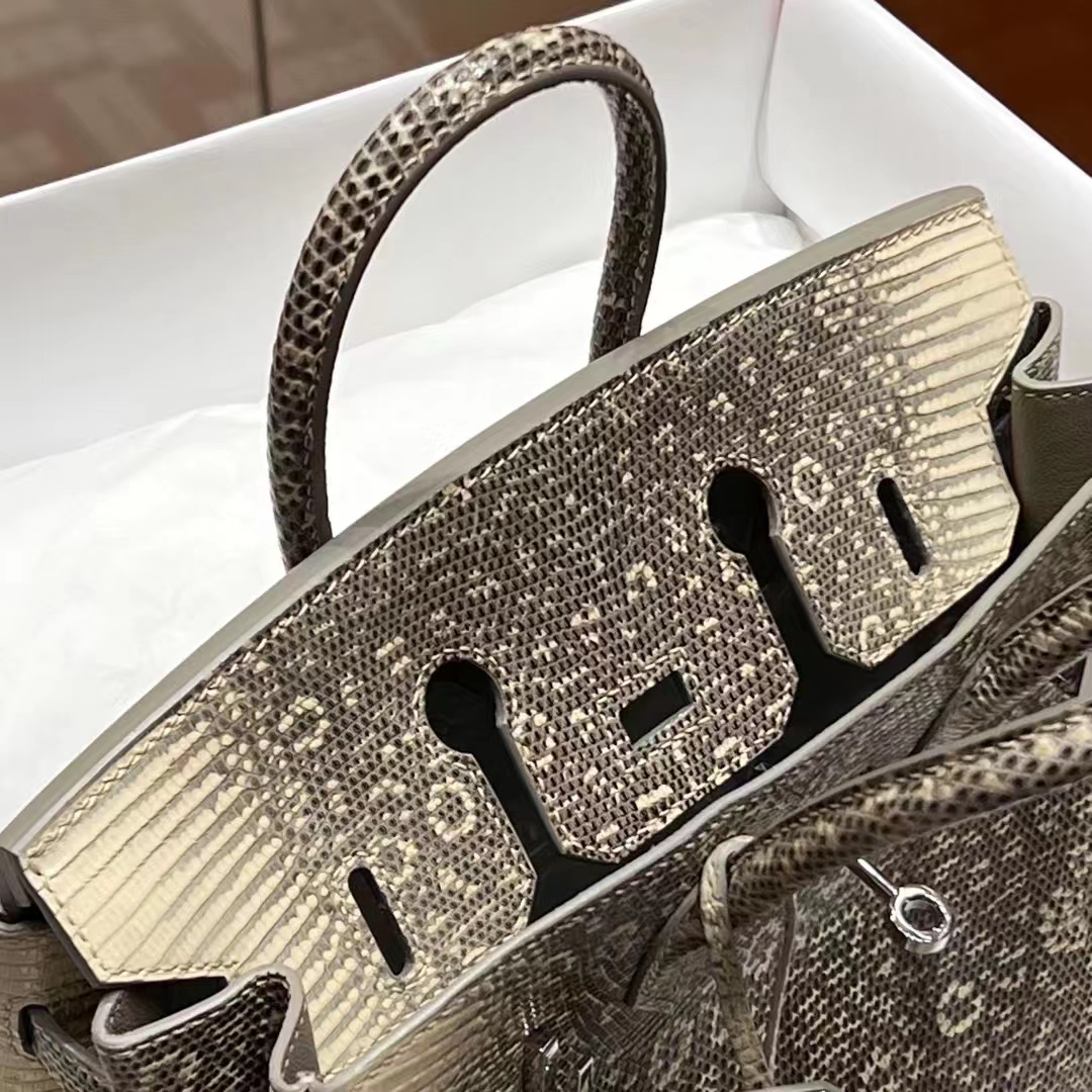 HERMES 爱马仕 【现货】 Birkin 25cm 1 Himalaya 喜马拉雅 Lizard 蜥蜴皮 进口蜜蜡线 全手工制作