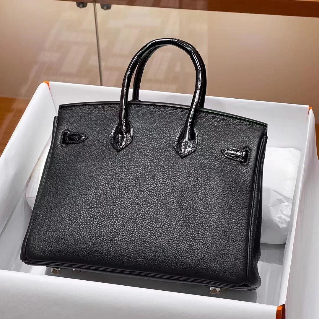 HERMES 爱马仕 【现货】 Birkin 25cm CC89 Nior 经典黑 现货 进口蜜蜡线 全手工制作
