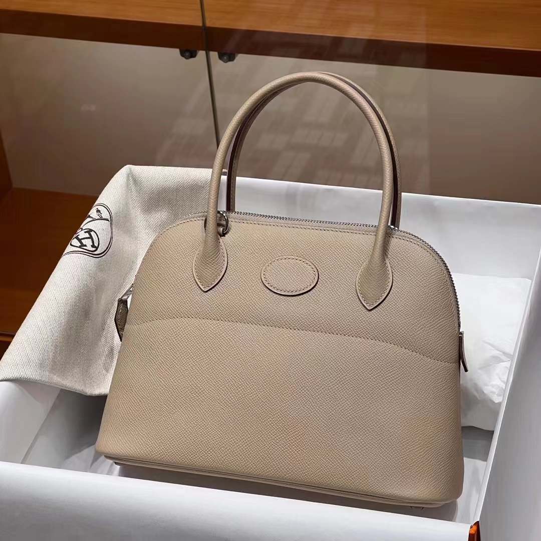 HERMES 爱马仕 保龄球包 Bolide 27cm S2 风衣灰 进口蜜蜡线 全手工制作