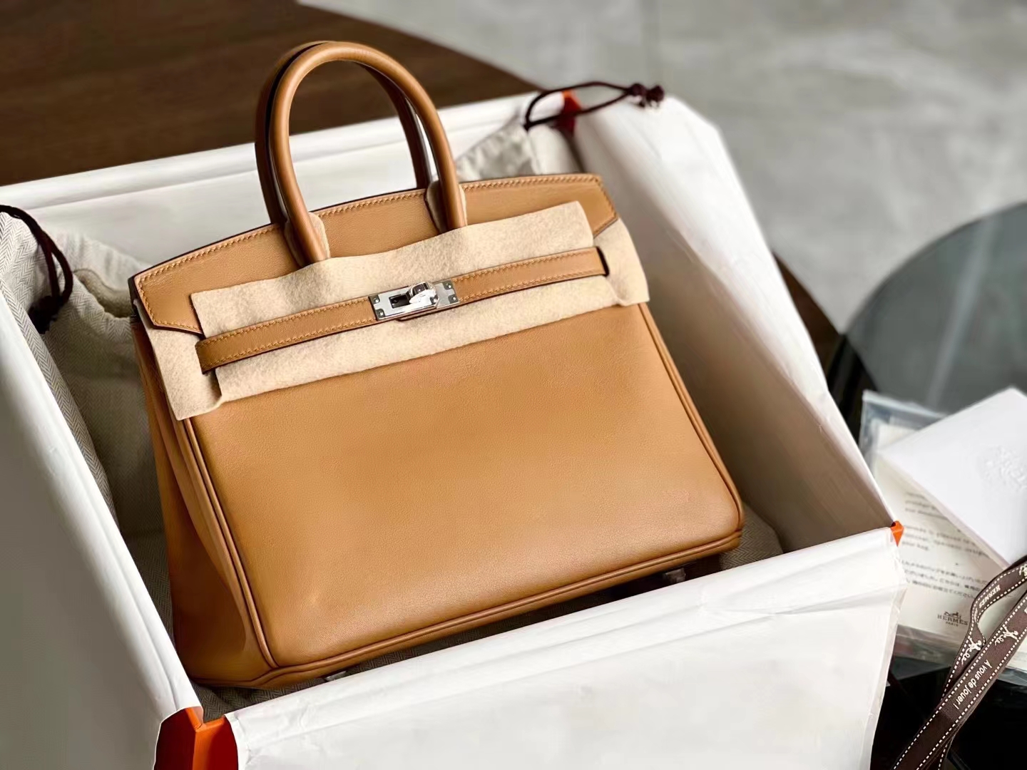 HERMES 爱马仕 【现货】 Birkin 25CM Swift 21 Naturel-Sable 自然沙色 现货 进口蜜蜡线 全手工制作