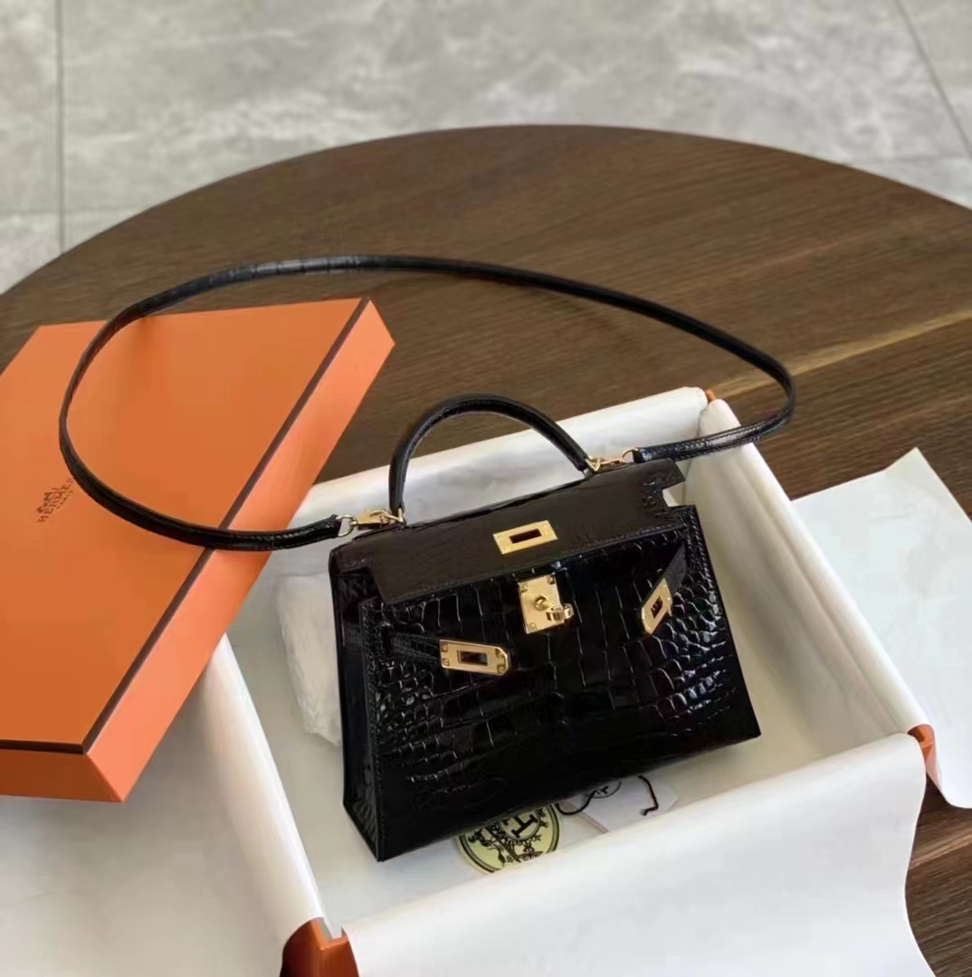 HERMES 爱马仕 MiniKelly 2 CC89 Nior 经典黑 进口蜜蜡线 全手工制作