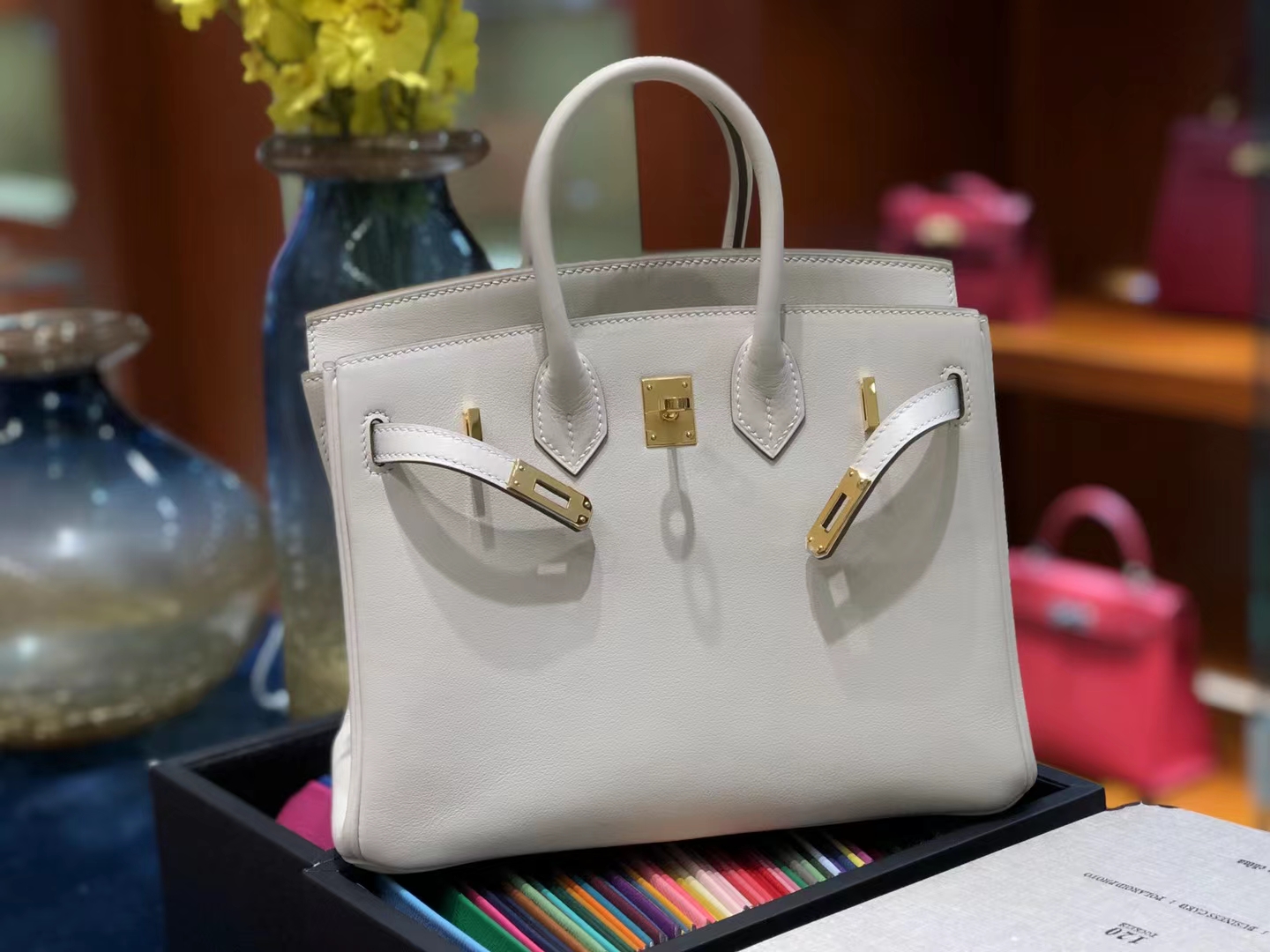 HERMES 爱马仕 【现货】 Birkin 25CM Craie 10 奶昔白 Swift 现货 进口蜜蜡线 全手工制作