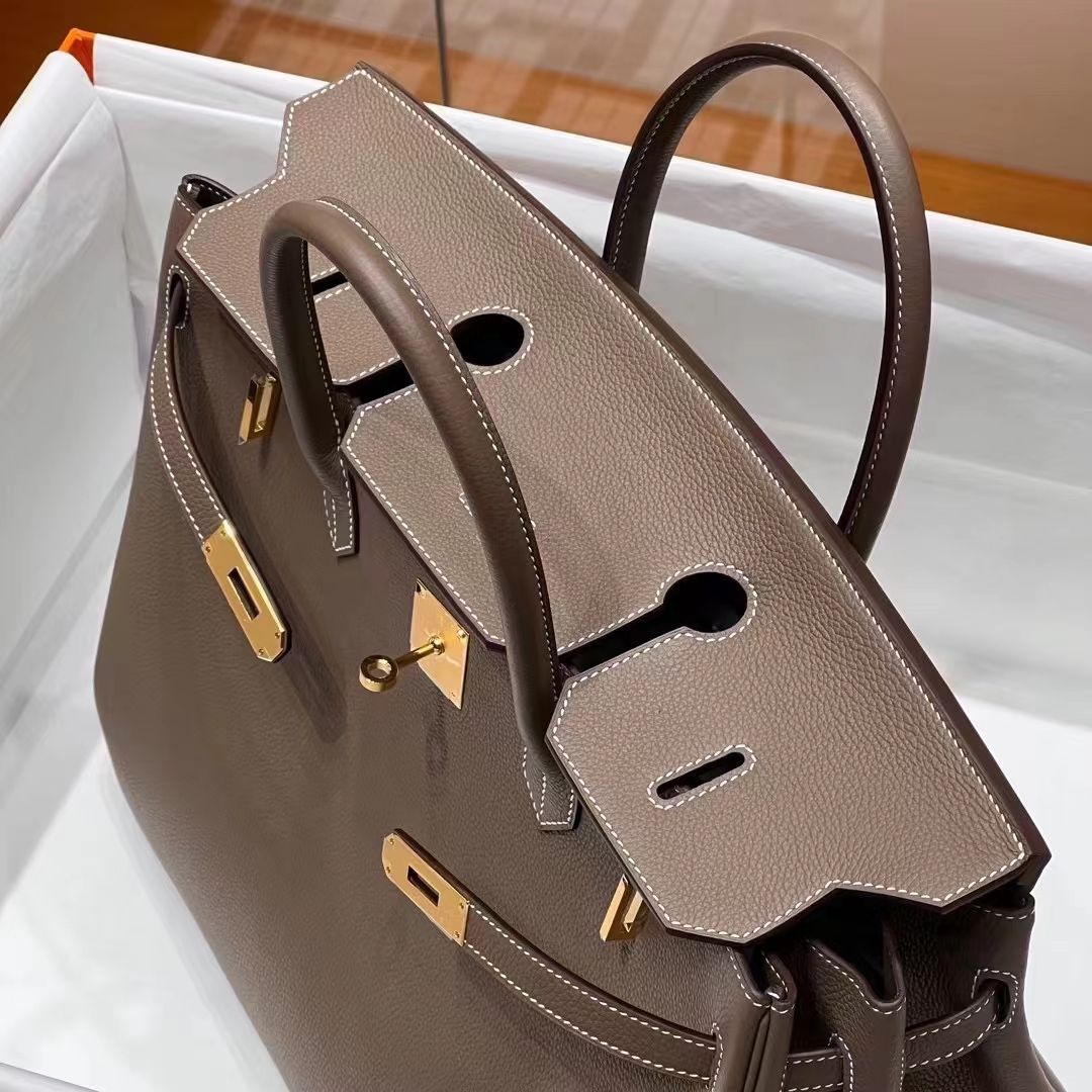 HERMES 爱马仕 【现货】 Birkin 40cm 8C Gri Elephant 大象灰 TOGO皮 进口蜜蜡线 全手工制作