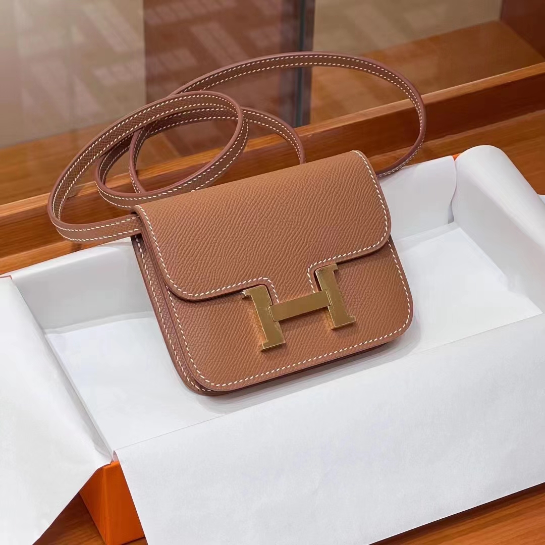 HERMES 爱马仕 【现货】Constance Wallet CK37 金棕色 Epsom 现货 进口蜜蜡线 全手工制作 铂金女王 Birkinmm