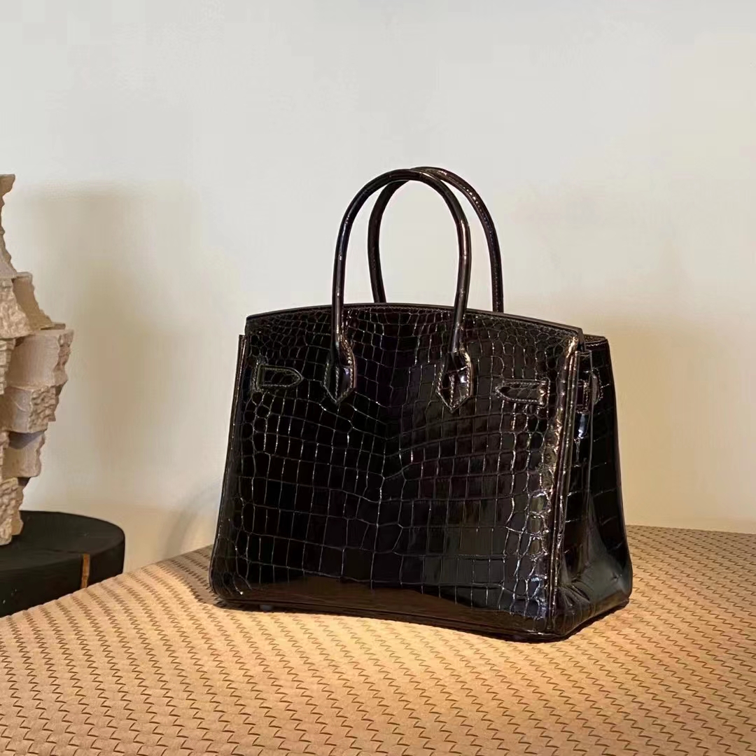 HERMES 爱马仕  Birkin 25CM CC89 Nior 经典黑色 Alligator 美洲鳄 进口蜜蜡线 全手工制作