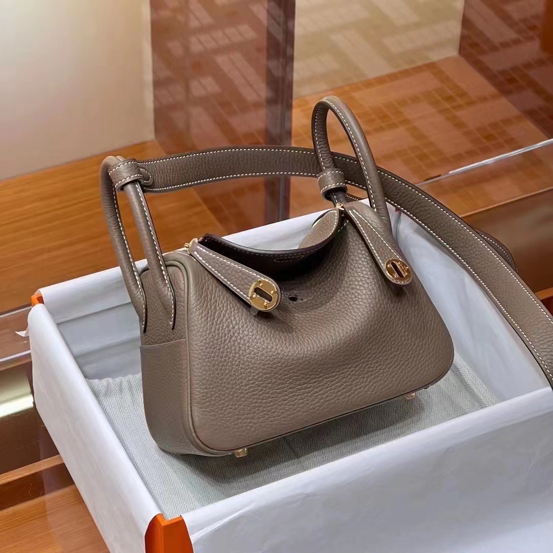 HERMES 爱马仕 【现货】 Mini Lindy 20cm 8C Gri Elephant 大象灰 TOGO 现货 进口蜜蜡线 全手工制作