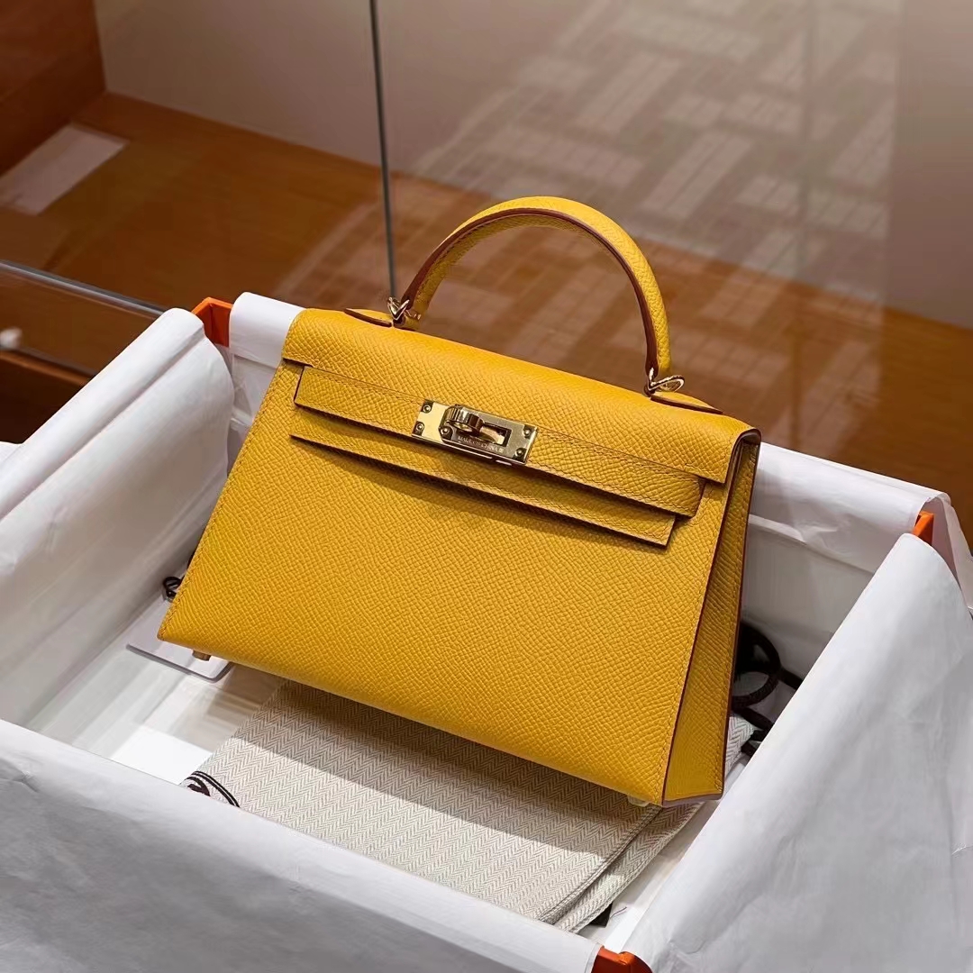 HERMES 爱马仕 MiniKelly 2 9D 琥珀黄 Epsom 进口蜜蜡线 全手工制作