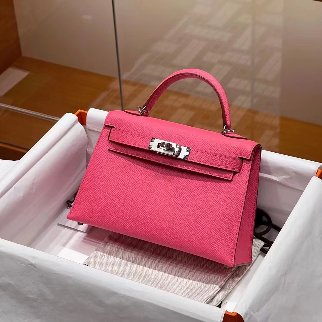 HERMES 爱马仕 MiniKelly 2 U5 Rose eLipstick 唇膏粉 Epsom 进口蜜蜡线 全手工制作