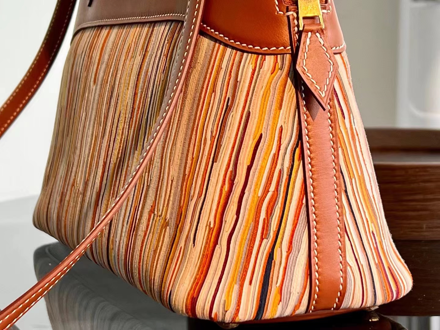 HERMES 爱马仕 【现货】 Bolide 27cm 羊切皮 拼 马鞍皮 现货 进口蜜蜡线 全手工制作