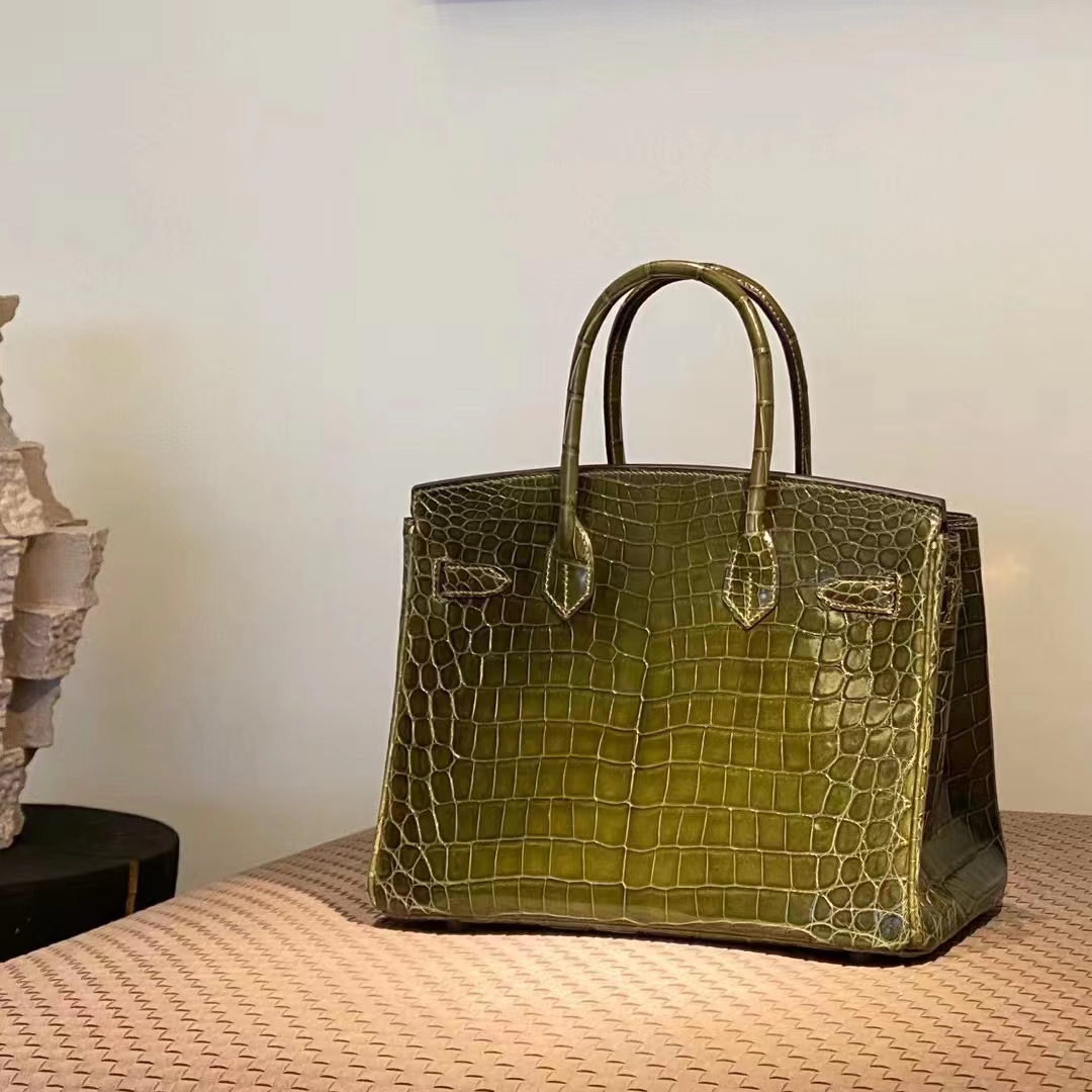 HERMES 爱马仕 Birkin 25CM G8 Vert Maquis 丛林绿 Alligator 美洲鳄 进口蜜蜡线 全手工制作