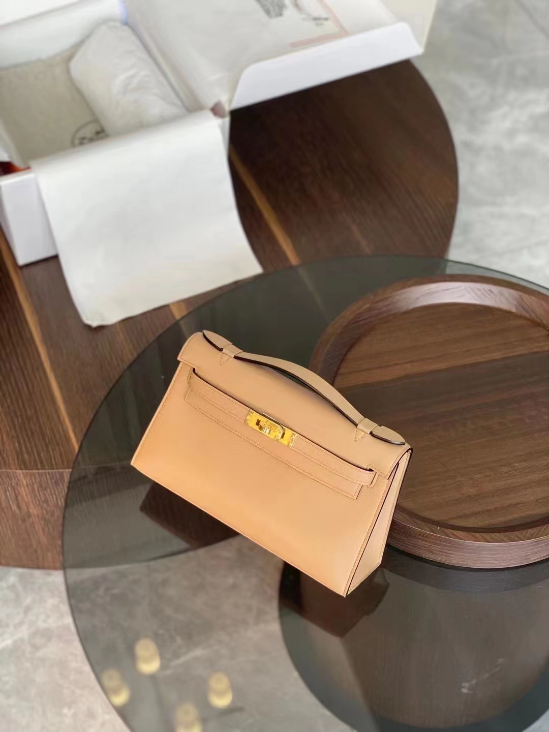 HERMES 爱马仕 HERMES MiniKelly 1 Swift皮 F3 Nude裸色 进口蜜蜡线 全手工制作