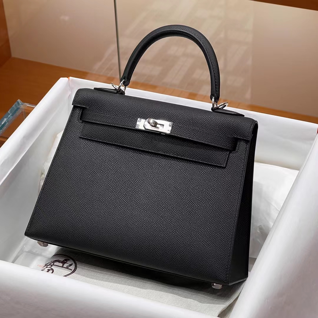 HERMES 爱马仕 Kelly 25cm CC89 Nior 经典黑 Epsom牛皮 进口蜜蜡线 全手工制作