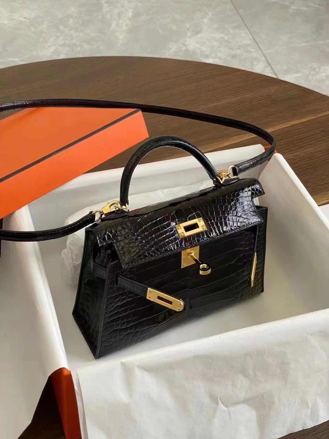 HERMES 爱马仕 MiniKelly 2 CC89 Nior 经典黑 进口蜜蜡线 全手工制作