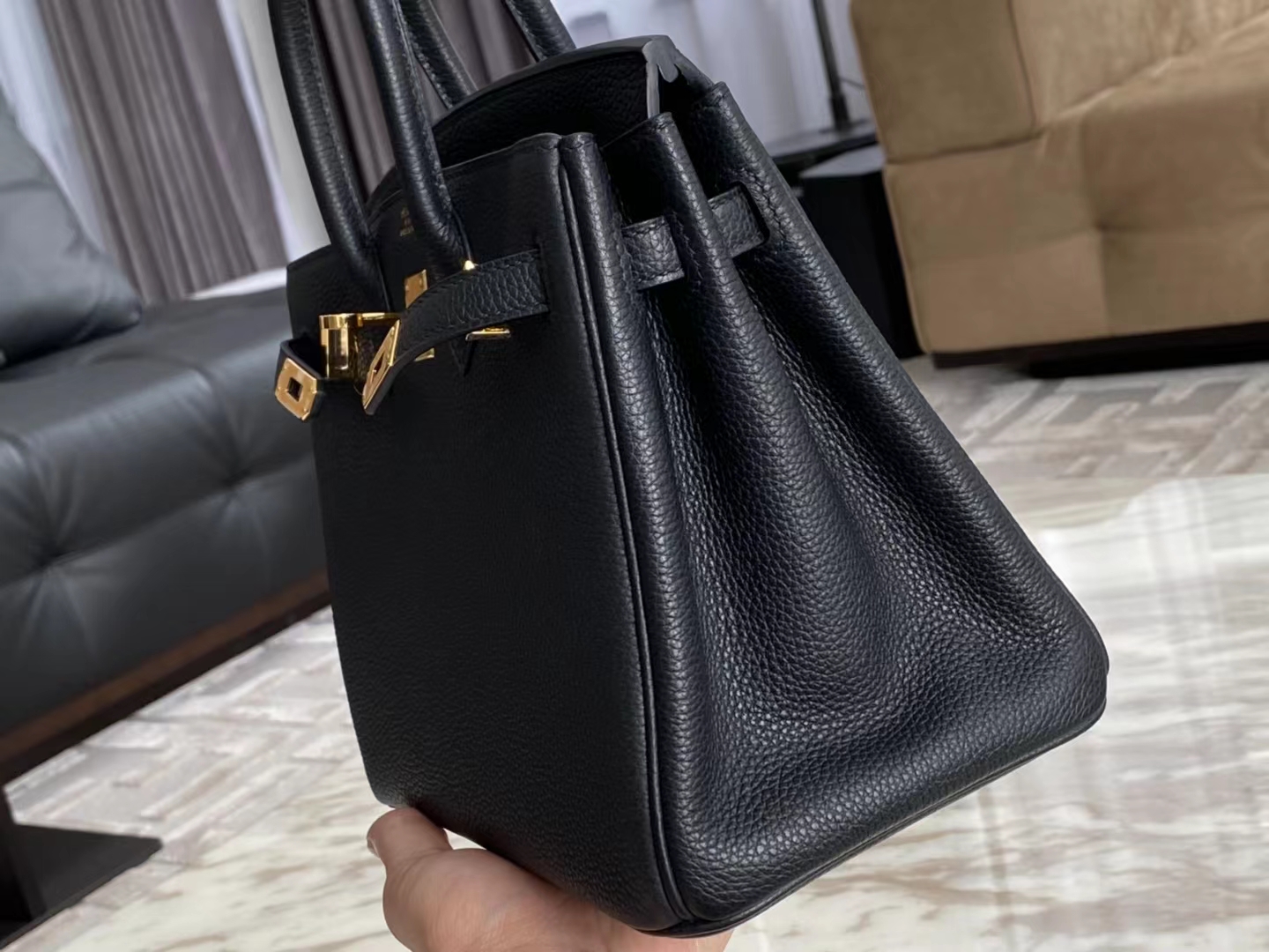 HERMES 爱马仕 【现货】 Birkin 25CM Togo皮 CC89 Nior 经典黑 现货 进口蜜蜡线 全手工制作