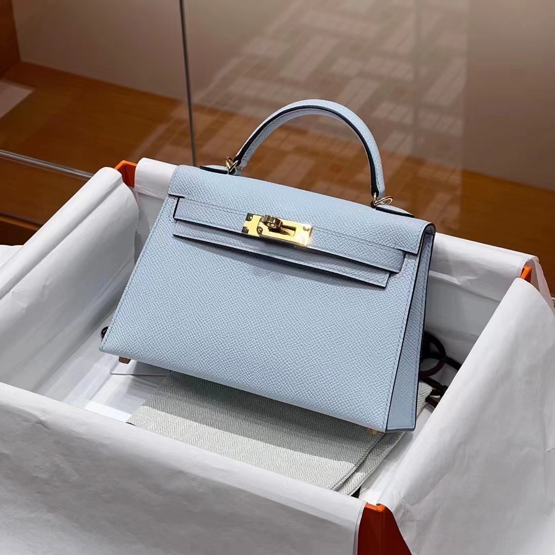 HERMES 爱马仕 MiniKelly 2 T0 圣杯蓝 进口蜜蜡线 全手工制作