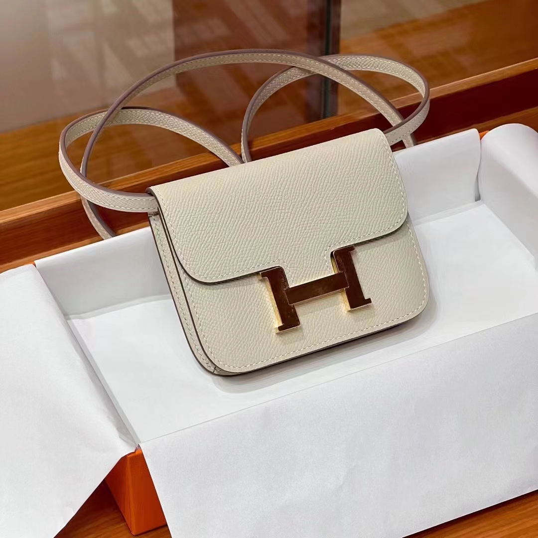 HERMES 爱马仕 【现货】Constance Wallet Craie 10 奶昔白 Epsom 现货 进口蜜蜡线 全手工制作 铂金女王 Birkinmm
