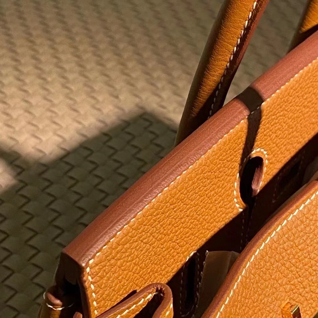 HERMES 爱马仕 【现货】 Birkin 25CM Togo皮 93 Orange 经典橙 现货 进口蜜蜡线 全手工制作