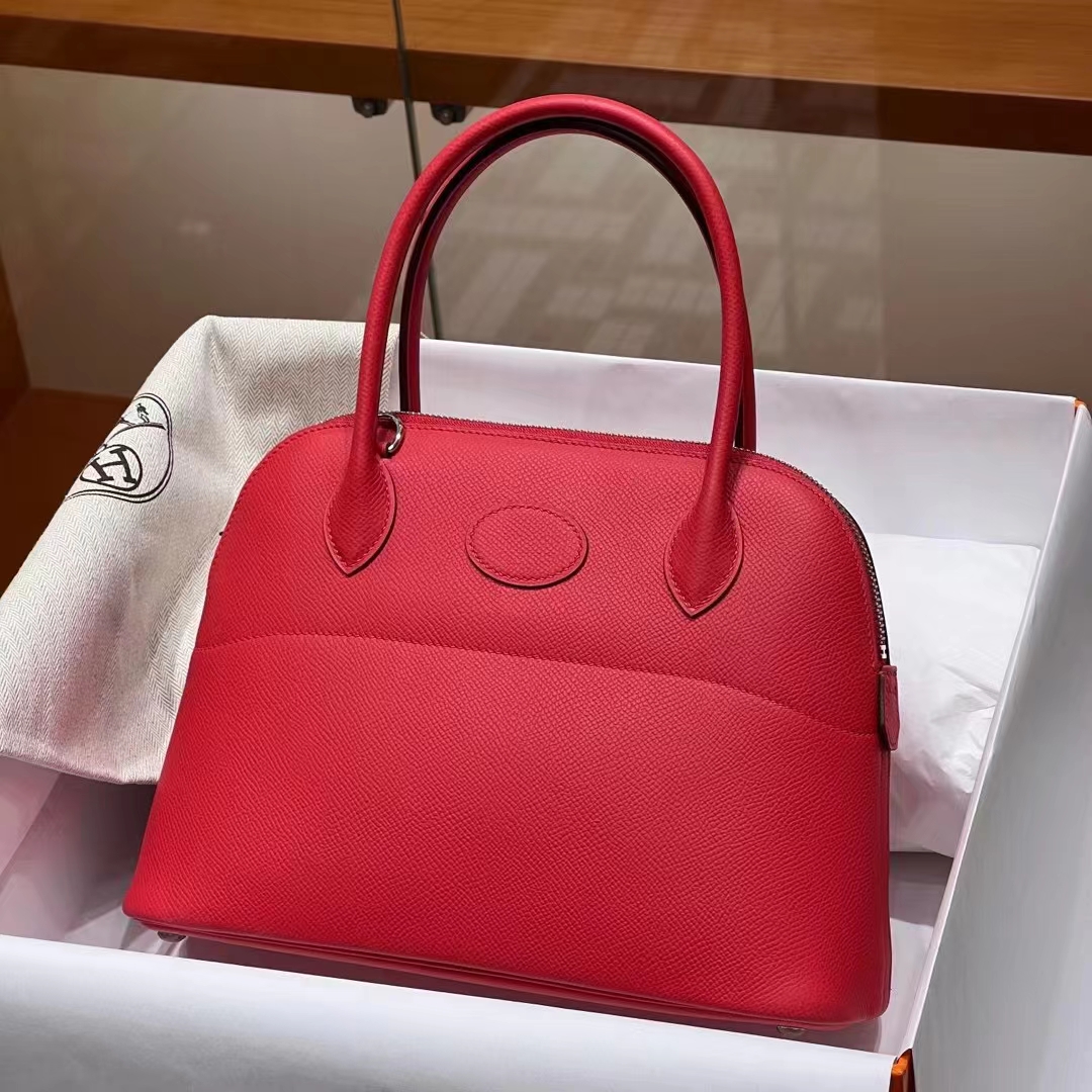 HERMES 爱马仕 保龄球包 Bolide 27cm S5 Rouge Tomate番茄红 进口蜜蜡线 全手工制作