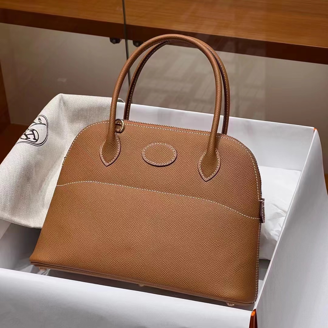 HERMES 爱马仕 保龄球包 Bolide 27cm CK37 金棕色 进口蜜蜡线 全手工制作
