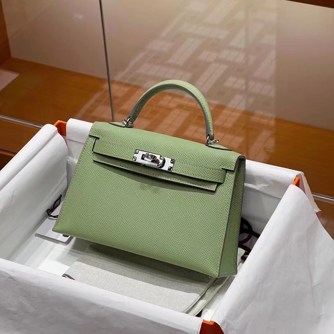HERMES 爱马仕 MiniKelly 2 i3 牛油果绿 进口蜜蜡线 全手工制作