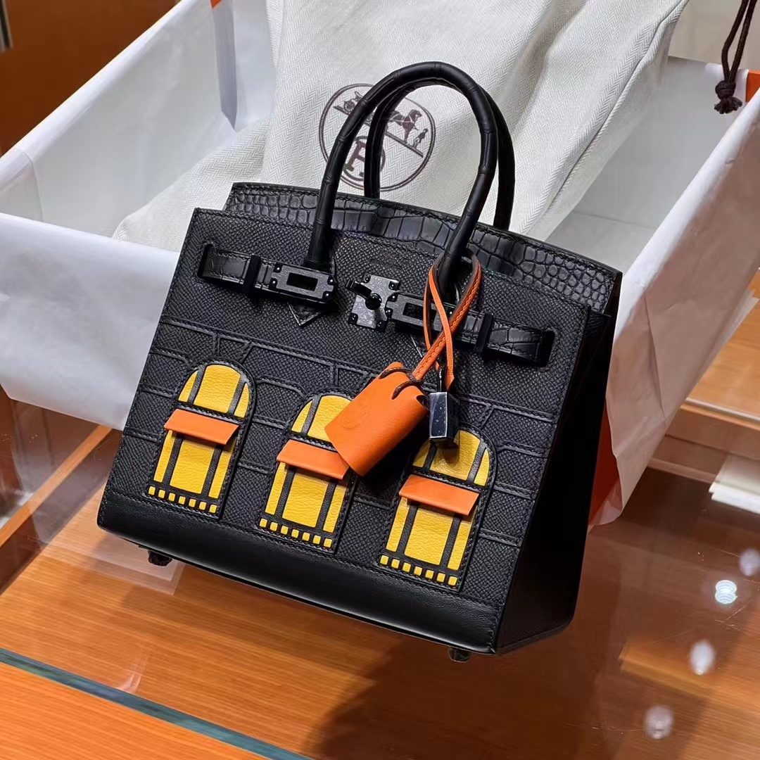 HERMES 爱马仕  Birkin 小房子 CC89 Nior 经典黑色 Alligator 美洲鳄 进口蜜蜡线 全手工制作