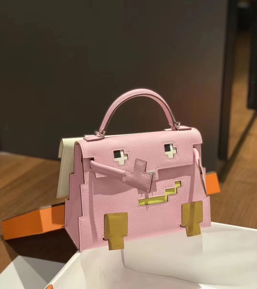 HERMES 爱马仕 【现货】 kellydoll Epsom皮 3Q奶昔粉 现货 进口蜜蜡线 全手工制作