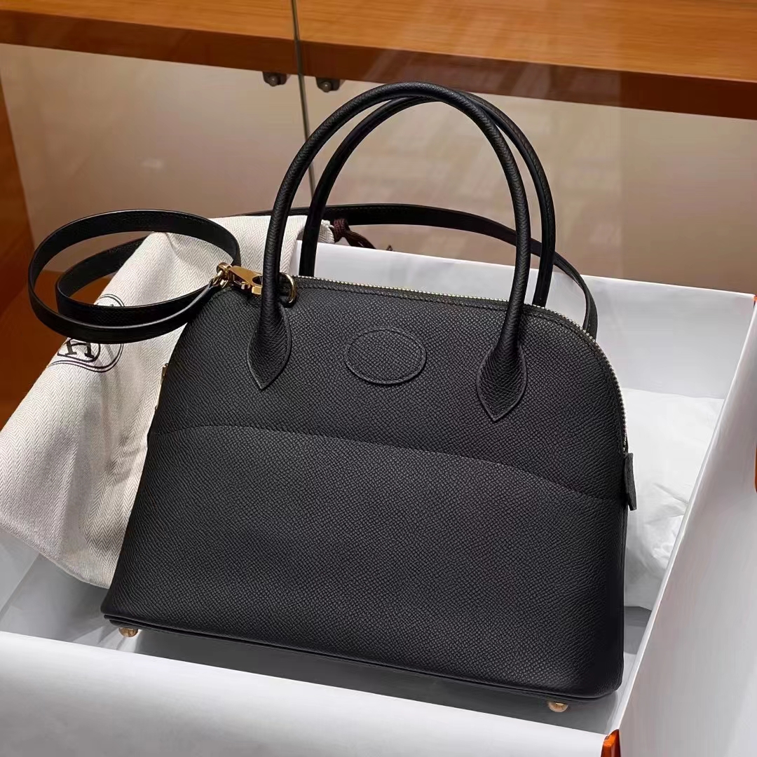 HERMES 爱马仕 保龄球包 Bolide 27cm CC89 Nior 经典黑 进口蜜蜡线 全手工制作