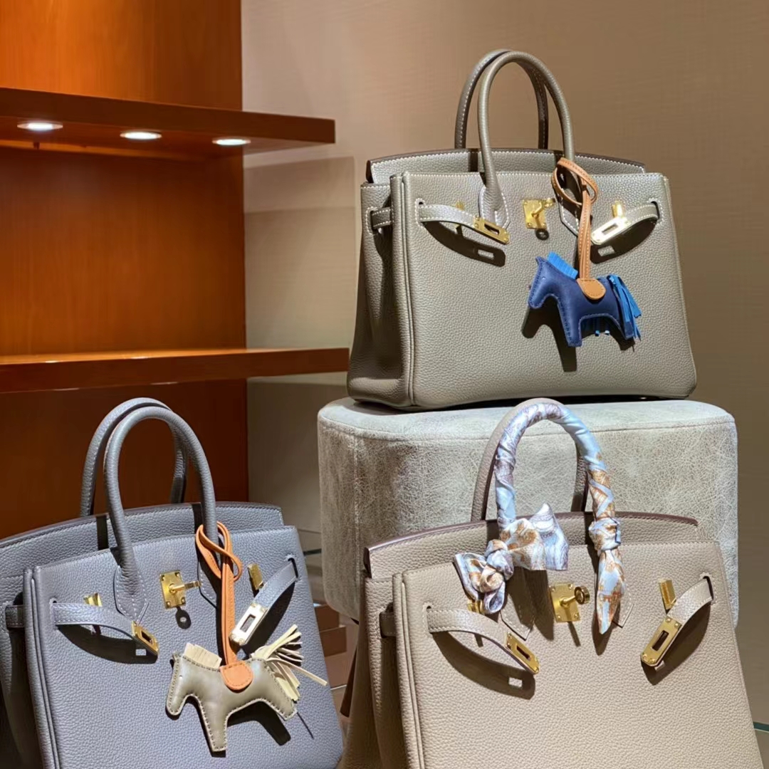 HERMES 爱马仕 【现货】 Birkin 25CM 80 Gris Perle 珍珠灰 Swift 现货 进口蜜蜡线 全手工制作