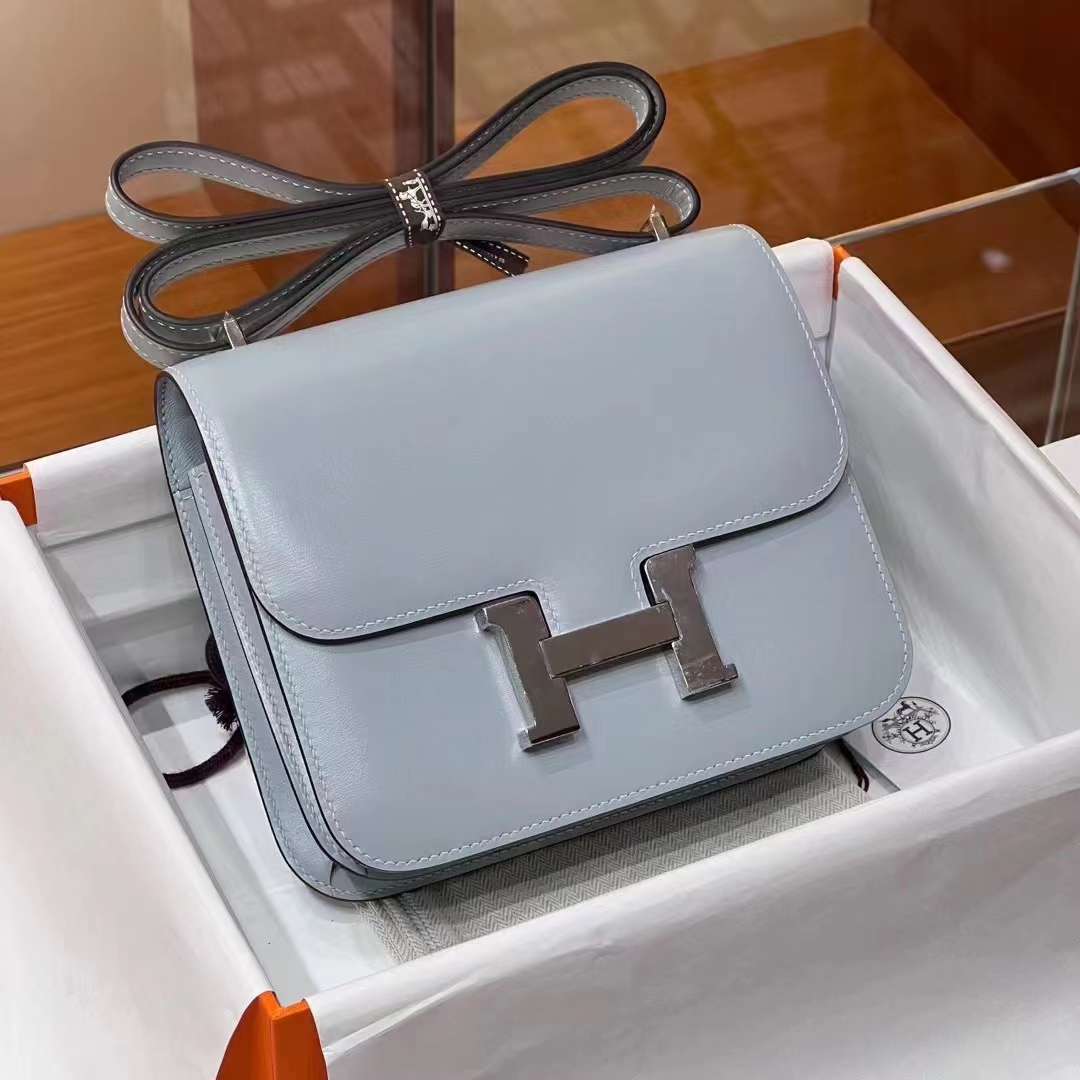 HERMES 爱马仕 【现货】 空姐包 Constance T0 圣杯蓝 BOX 现货 进口蜜蜡线 全手工制作