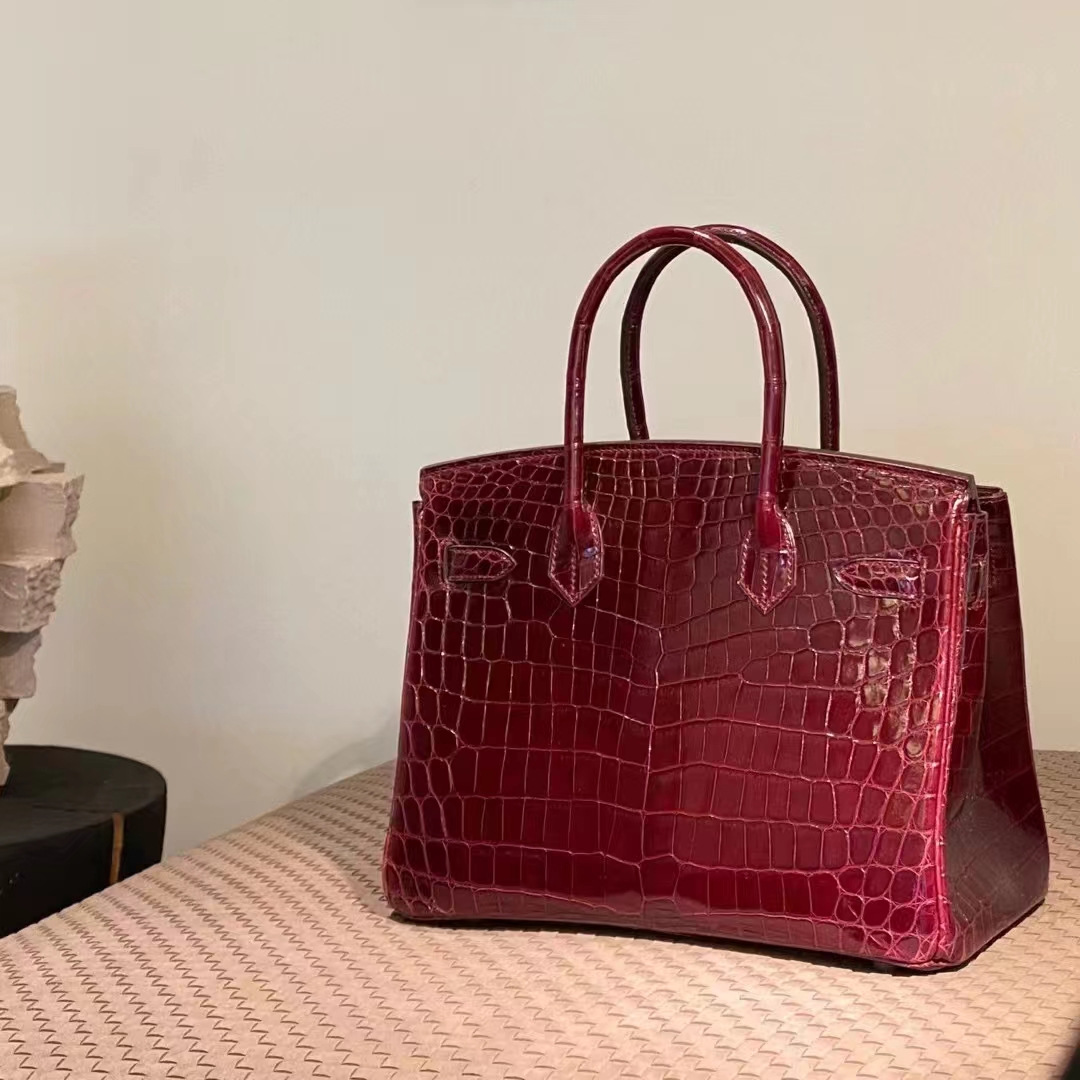 HERMES 爱马仕 Birkin 25CM 55 Rouge H爱马仕红 Alligator 美洲鳄 进口蜜蜡线 全手工制作