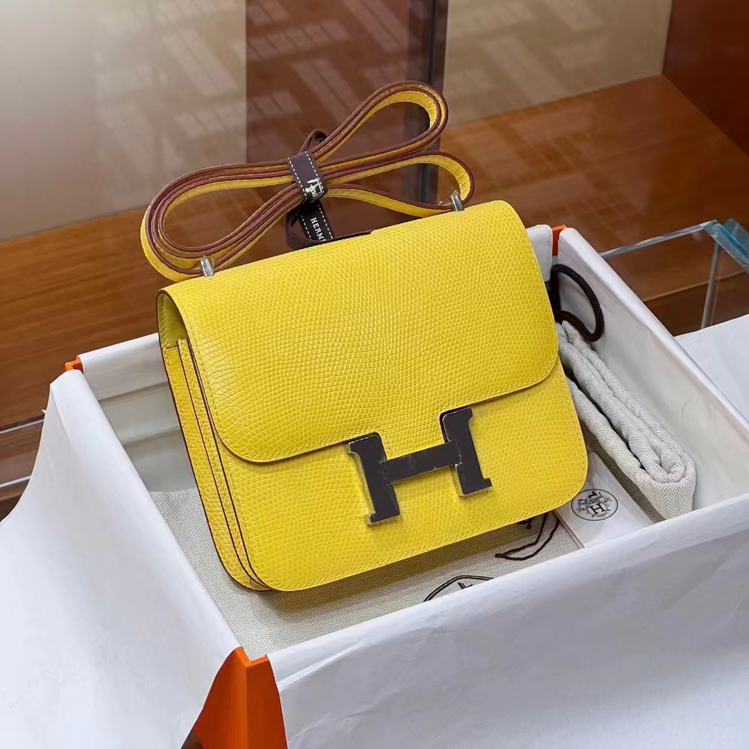 HERMES 爱马仕 【现货】Constance 19CM 9N 柠檬黄 TOGO 现货 进口蜜蜡线 全手工制作