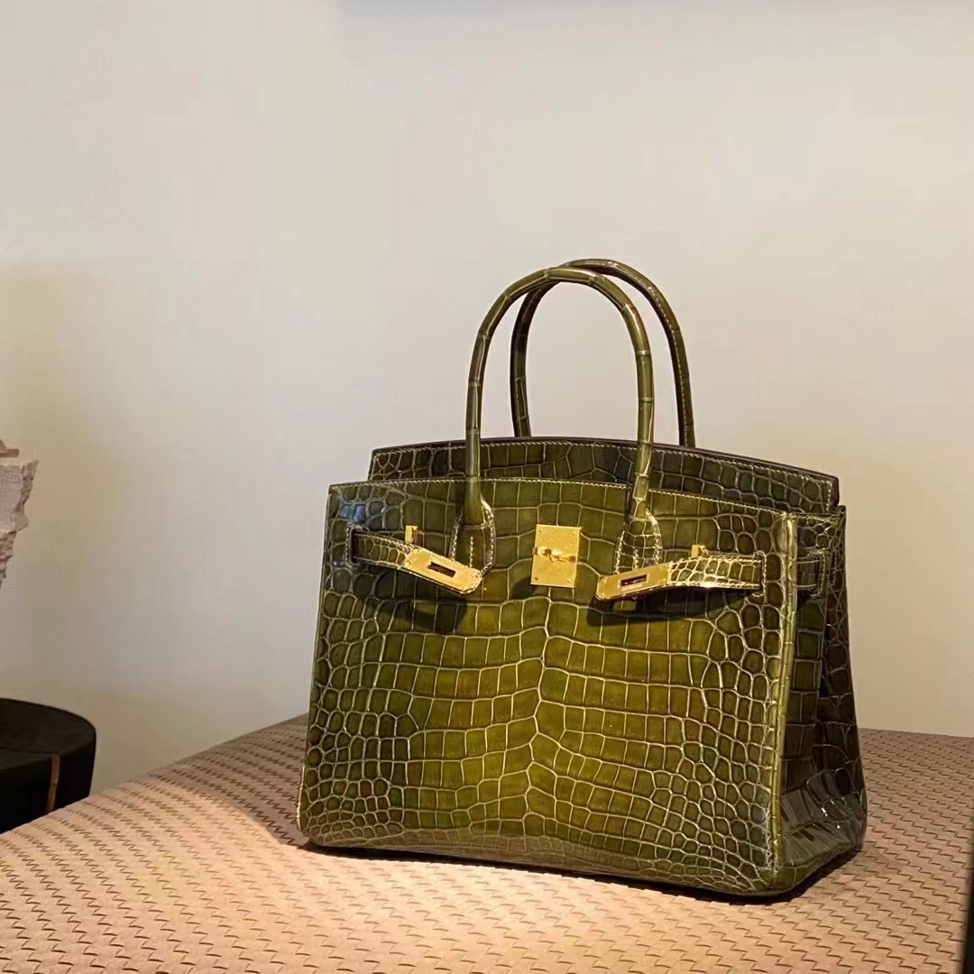 HERMES 爱马仕 Birkin 25CM G8 Vert Maquis 丛林绿 Alligator 美洲鳄 进口蜜蜡线 全手工制作